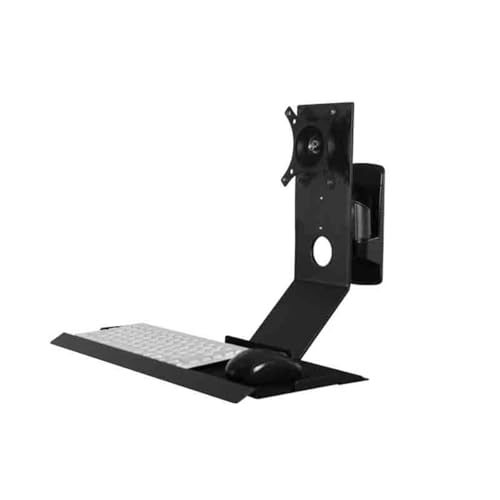 GLigeT Monitor Tischhalterung Schwenkbarer Monitorständer mit konstruiertem Tablett, 90° klappbarer schwarzer Standarm Monitor Halterung von GLigeT