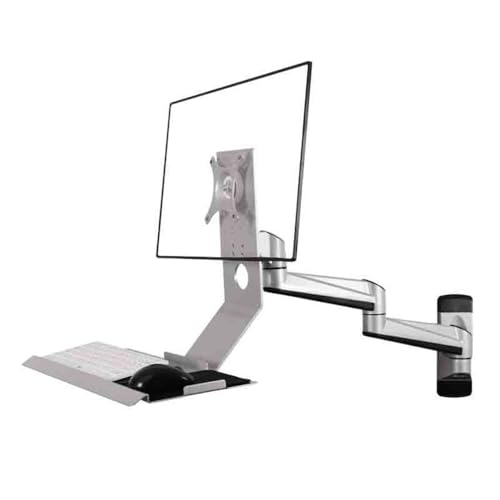 GLigeT Monitorarm Zweiteiliger Arm mit einfacher Ablage, Nicht Faltbarer Monitorständer, silberfarben, Einzelbildschirm Monitor Halterung von GLigeT
