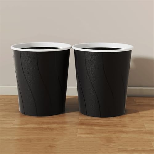 GLigeT Mülleimer Papierkorb, runder, deckelloser Doppeleimer-Design, großer Kunststoff-Papierkorb for Privatküchen und Cafés, 2er-Pack Abfalleimer(Schwarz) von GLigeT