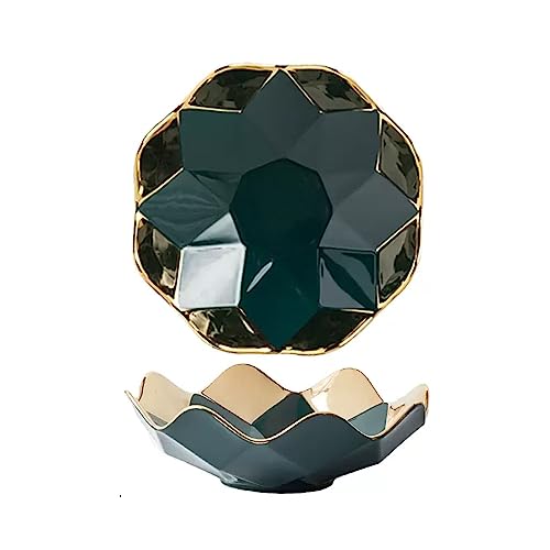 GLigeT Obstschüssel Licht Luxus Keramik Obst Platte Wohnzimmer Kaffee Tisch Haushalt Obst Platte Sphärische Candy Snack Platte Raute Runde Obst Platte Fruchtschale (Color : B, Size : L) von GLigeT