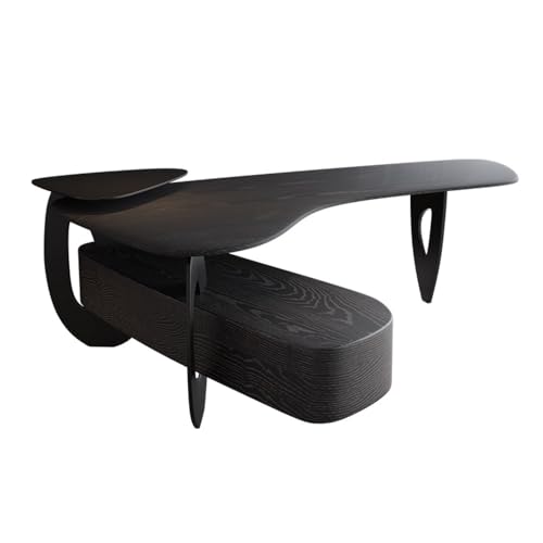 GLigeT Office Moderner Luxuty Eckschreibtisch mit Seitenschrank, großer Schreibtisch, PC-Arbeitsplatz mit Stauraum, schwarzes Arbeitszimmer (S) von GLigeT
