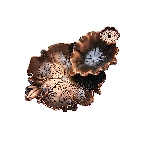 GLigeT Räuchergefäss Vintage Metall Rückfluss Räucherofen Bank Teezeremonie Dekoration Lotusblatt Form Zen Meditation Ornament Brenner Weihrauchbrenner(A) von GLigeT