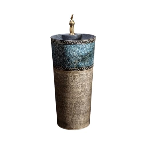GLigeT Säulenwaschbecken Retro-Keramiksäulenwaschbecken im Freien mit Wasserhahn und Abflussset, integriertes Badezimmerwaschbecken Standwaschbecken GLigeT Säulenwaschbecken Retro-Keramiksäulenwaschbecken im Freien mit Wasserhahn und Abflussset, integriertes Badezimmerwaschbecken Standwaschbecken von GLigeT