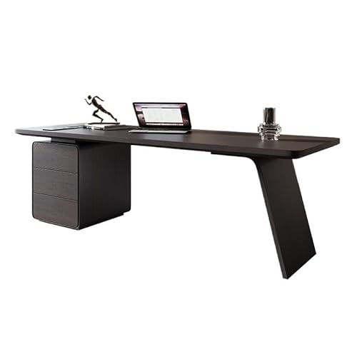 GLigeT Schreibtisch Büro-Chefschreibtisch in rauchfarbener Ausführung, moderner Schreibtisch mit Schubladen und Ladesteckdosen, Officetisch(L) von GLigeT