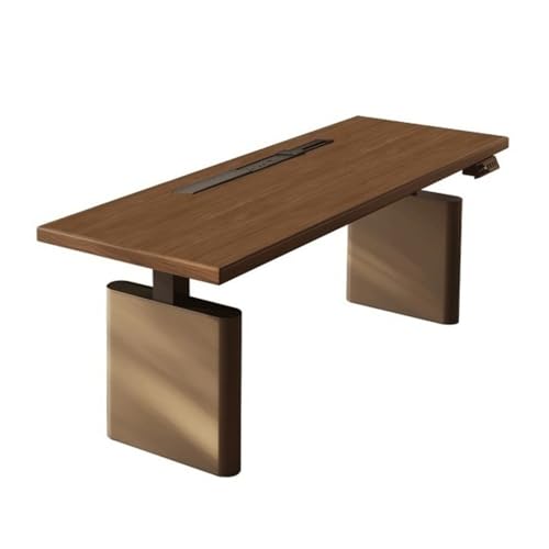 GLigeT Schreibtisch Elektrischer Stehschreibtisch mit Walnussplatte, höhenverstellbarer Laptop-PC-Schreibtisch Ladesteckdosen Officetisch(XL) von GLigeT
