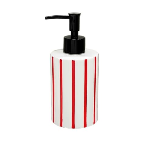 GLigeT Seifenspender Gestreifter Hotel-Seifenspender Push-Lotion-Spender Flaschenzylinder 400ml Schwarz/Rot Seifenspender Bad(Red) von GLigeT