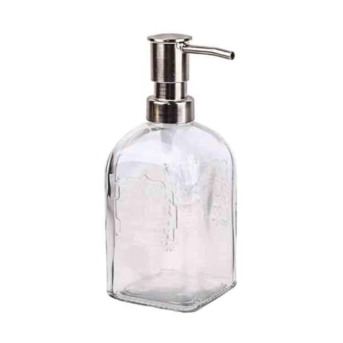 GLigeT Seifenspender Presse Edelstahl Pumpe Kopf Spender Flasche Seife Transparent Glas Hause/Hotel/Bad 490ml Seifenspender Bad GLigeT Seifenspender Presse Edelstahl Pumpe Kopf Spender Flasche Seife Transparent Glas Hause/Hotel/Bad 490ml Seifenspender Bad von GLigeT
