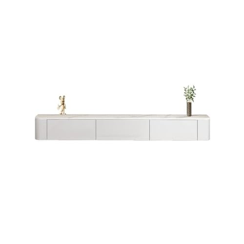 GLigeT TV Board hängend Schwebender TV-Ständer, an der Wand montierter TV-Ständer mit Schublade und Klapptüraufbewahrung Schwimmende TV-Konsole(Weiß,Mittel) von GLigeT