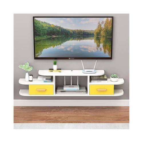 GLigeT TV Schrank Hängend Schwebender TV-Ständer, Schwebendes TV-Regal mit Schublade, wandmontiertes Medienkonsolenregal TV Lowboard Hängend(Yellow) von GLigeT