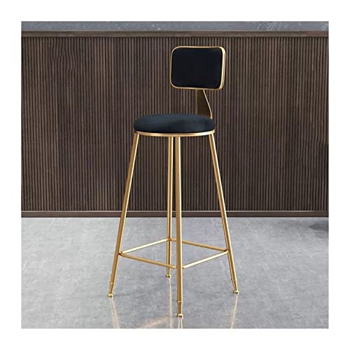 GLigeT Tresenhocker Café-Esszimmerstuhl, Freizeitstuhl mit hohen Füßen und Rückenlehne, Barstuhl aus PU-Leder Barstuhl (Color : Schwarz) von GLigeT