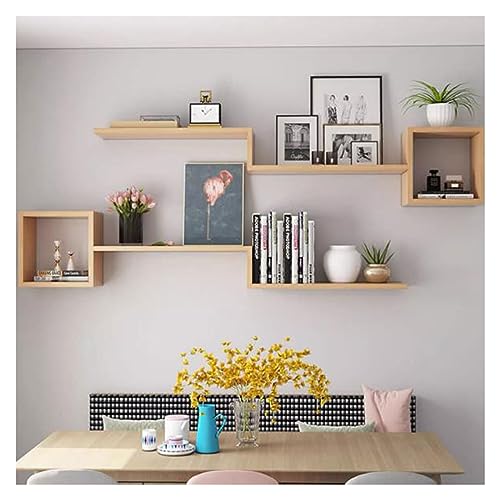 Schweberegal 2-stufige schwebende Regale, wandmontierte Holzregale zur Aufbewahrung von Wanddekorationen, schwebendes Bücherregal, moderne Wandregale for Badezimmer, Wohnzimmer, Schlafzimmer Wandregal von GLigeT