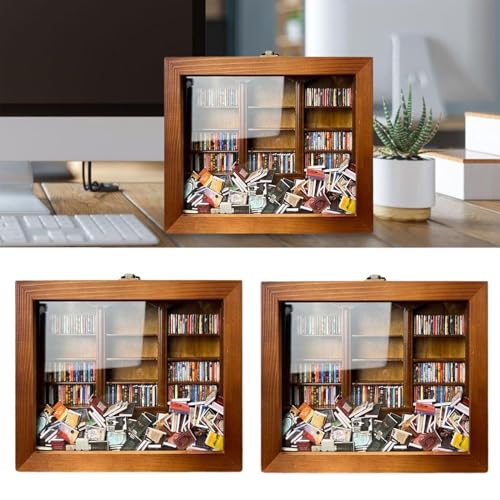 Anxie-ty Bookshelf Schütteln Sie Ihre Angst Weg, Holzbibliothek zum Stressabbau, Miniatur Buch Match Boxen Vitrine Schrank, Hölzerne Display Fotorahmen Ornament Für Buchliebhabe ( Size : 2Pcs ) von GLikur