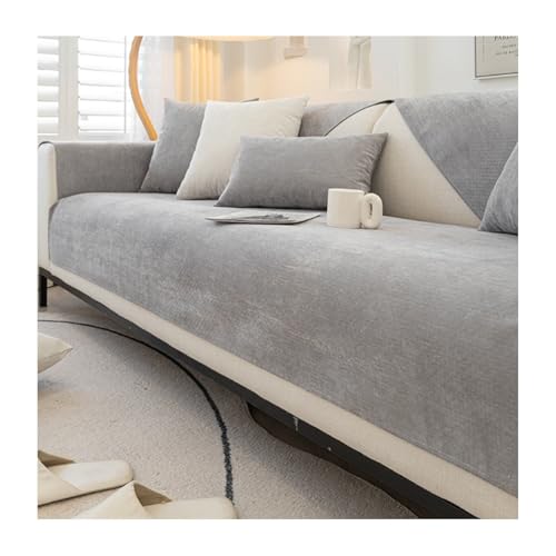 GLikur Sofa üBerzug, Weiche Couch üBerzug, Sofabezug 1 2 3 4 Sitzer, Hund Katze Sofaschoner rutschfest für U Form L Form Couchbezug, Sofadecken für Sitzfläche, Sofa Decke üBerwurf(Grey,110x210cm) von GLikur