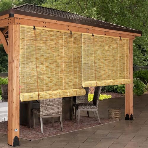 Bambusrollo Außen Wetterfest Sonnenschutz Rollo 80 90 100 120 130 140 150 160 180cm Breit Retro Schilf Vorhang Mit Lift Bambus Sichtschutz Rollo Balkon Bambus Rollo Jalousine Für Terrasse Garten von GLixionale