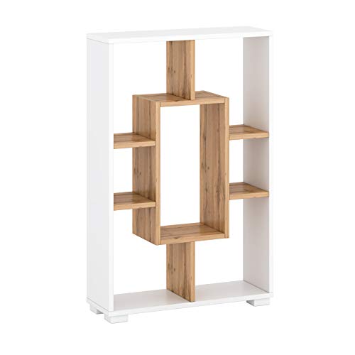 GLmeble Raumteiler, Regal, Wandregal, Bücherregal, stehend oder liegend Modern Stil Weiß Eiche Wotan (90x60x20 cm) von GLmeble