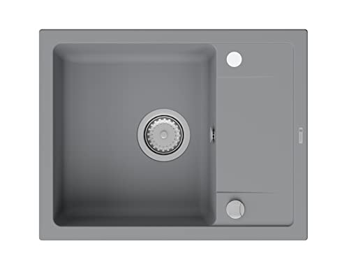GRANMASTER Smart Spülbecken Küche - mit 1 Becken - Granitspüle mit Siphon Waschbecken Küche - Einbauspüle Arbeitsplatte Küchenspüle 67x44x16,4 cm Spüle Titan mit Abtropffläche GRANMASTER Smart Spülbecken Küche - mit 1 Becken - Granitspüle mit Siphon Waschbecken Küche - Einbauspüle Arbeitsplatte Küchenspüle 67x44x16,4 cm Spüle Titan mit Abtropffläche von GM GranMaster