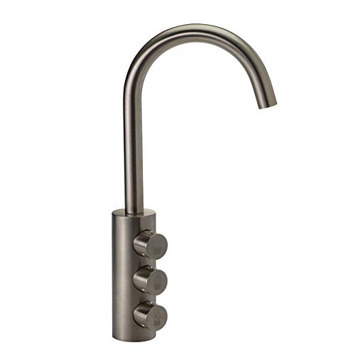 3-Wege-Sodaarmatur GM 6180M Nickel Satiniert Edelstahl Look für Wasser Sprudler SPRUDELUX® Sprudelgeräte Soda-Armatur Küchenarmatur, Dreiwege Wasserhahn, Sprudel, Sprudelwasser von GM Rubinetterie