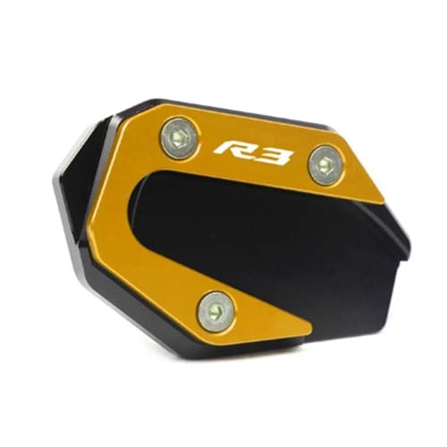 GMBAIH Eskalieren Für YZF-R3 YZF-R25 MT-03 MT-25 YZF MT R3 R25 Ständer Fuß Seitenständer Verlängerungspolster Stützplatte Vergrößern(Gold c) von GMBAIH