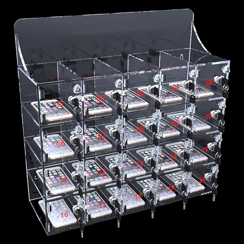 Acryl Handy Schließfach Box, Handy Safe, Handy Aufbewahrungsbox mit Türschlössern und Schlüsseln, Transparentes Handy-Schließfach für Das Schulfabrikbüro(53x18.5x52.5cm/21x7x21in) von GMBAYUE