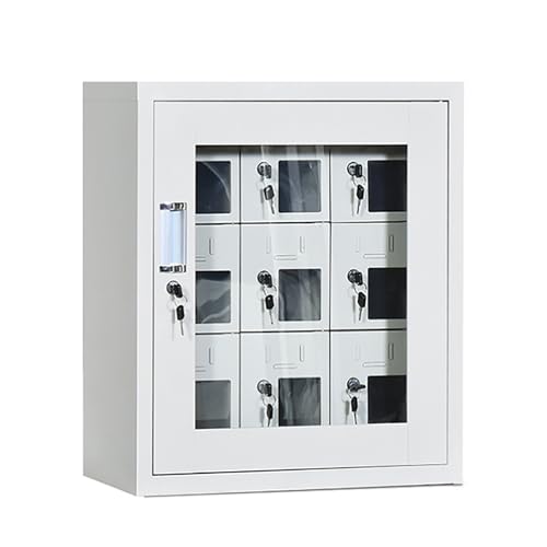 GMBAYUE Handytresor, Handy-Stahlschließfach, Doppelte Sicherheitstür mit Schlüsselschloss, Handy-Aufbewahrungsschrank für Klassenzimmer, Bürofabrik(52x30x62cm/20x12x24in) von GMBAYUE
