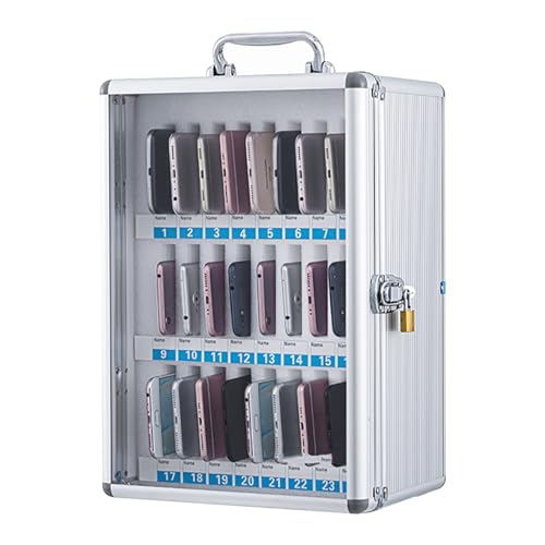 GMBAYUE Handytresor Aluminium mit Schloss Handy-Verwaltungsbox Wandmontierter Handysafe Abschließbare Transparenter Handykoffer for Schule Büro Klassenzimmer Fitnessstudio(28x20x40cm/11x8x16in) von GMBAYUE