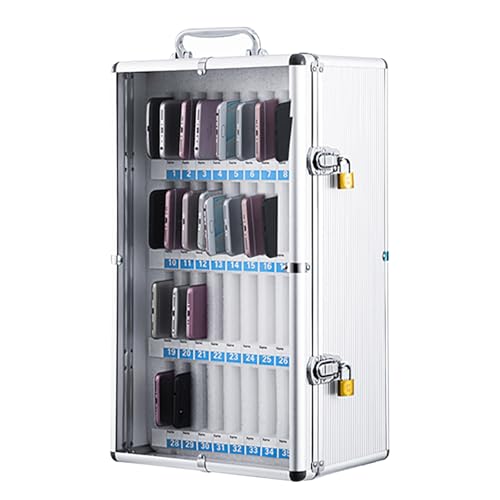GMBAYUE Handytresor Aluminium mit Schloss Handy-Verwaltungsbox Wandmontierter Handysafe Abschließbare Transparenter Handykoffer for Schule Büro Klassenzimmer Fitnessstudio(30.5x20x82cm/12x8x20in) von GMBAYUE