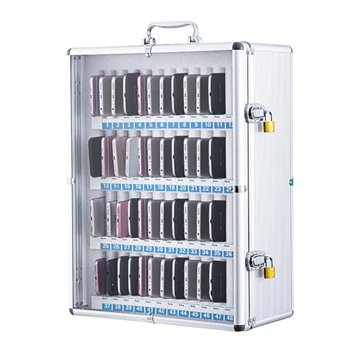 GMBAYUE Handytresor Aluminium mit Schloss Handy-Verwaltungsbox Wandmontierter Handysafe Abschließbare Transparenter Handykoffer for Schule Büro Klassenzimmer Fitnessstudio(38x20x52cm/15x8x20in) von GMBAYUE