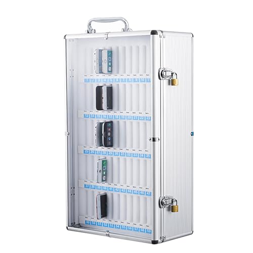 GMBAYUE Handytresor Aluminium mit Schloss Handy-Verwaltungsbox Wandmontierter Handysafe Abschließbare Transparenter Handykoffer for Schule Büro Klassenzimmer Fitnessstudio(38x20x64cm/15x8x25in) von GMBAYUE