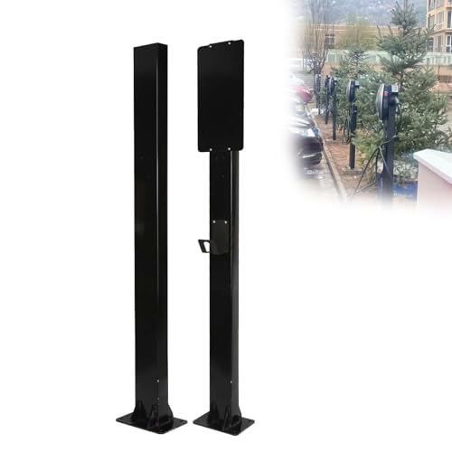 GMBAYUE Hochwertiger Wallbox-Standfuß aus Edelstahl, Heavy Duty EV Ladegerät Sockel, Ladestationen für Elektrofahrzeuge, Stützstange für Ev-Ladestation, Kompatibel mit Mobilem Anschluss(Negro,150cm) von GMBAYUE