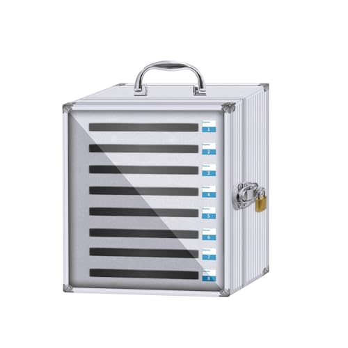 Handy Safe Metall, Handy Transparent Türschloss Box, Aluminiumlegierung, Handy Aufbewahrungsbox, Handy Schließfach mit Griff for Schulklassenzimmer, Büroprüfung(22x12x28cm/9x5x11in) von GMBAYUE