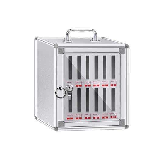 Handy-Schließfach Handygarage Handy Safe Handytresor Aluminiumlegierung Wandmontierte Aufbewahrungsbox mit Schloss und Griff for Das Büro Klassenzimmer Fitnessstudio(22x20x26cm/9x8x10in) von GMBAYUE