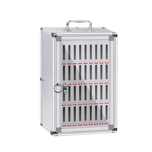 Handy-Schließfach Handygarage Handy Safe Handytresor Aluminiumlegierung Wandmontierte Aufbewahrungsbox mit Schloss und Griff for Das Büro Klassenzimmer Fitnessstudio(32x20x49cm/13x8x19in) von GMBAYUE