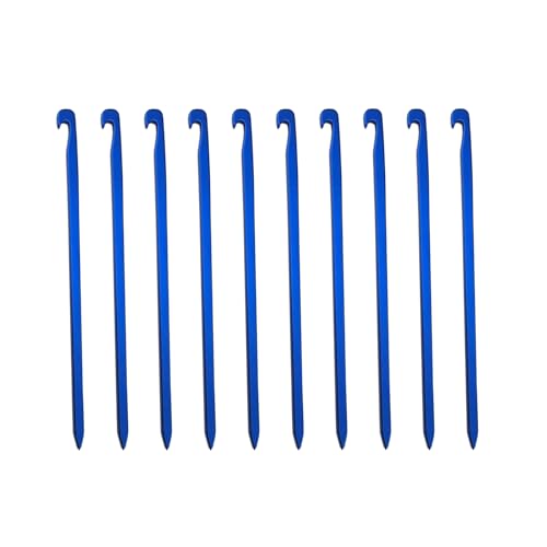 10 x lange Zeltheringe aus Aluminiumlegierung, verstärktes Kopf-Design, Metallstruktur für Camping-Umgebung, Zelt, Felsenpfähle von GMBYLBY