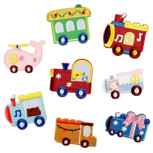 8pcs Cartoon Car Eisen Auf Flecken Kleber Stickerei Applikation Für Jacken Rucksäcke Kleidung Dekoration Nähprojekt Car Form Stoff Aufkleber von GMBYLBY