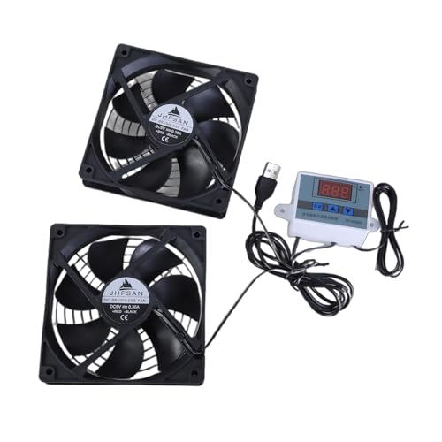 GMBYLBY 120 mm 5 V 1 A USB-Lüftersysteme mit Temperaturregelung für Heimkino-Schränke und leiseren Schrankventilator von GMBYLBY