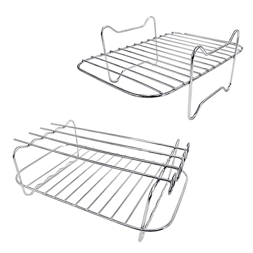 GMBYLBY 2 Pack Rack Mit 4 Grillspießungen Für Luftfritteuse Schnellkochtopf Zum Grilling Cooking Rack Grillluft Fritteuse von GMBYLBY