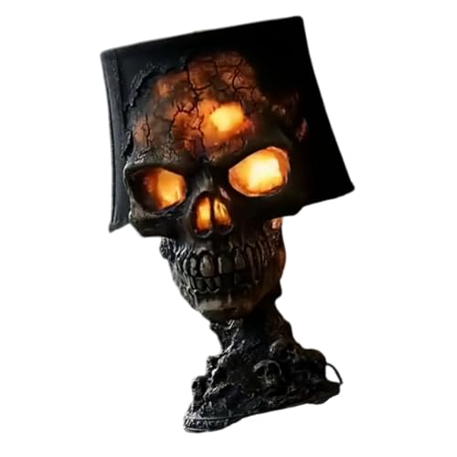 GMBYLBY Energieeffiziente Totenkopf-Licht, Kunstharz-Skelett-Kopf-Tischlampe mit Kabel, Halloween-Dekoration für Terrassen, Gartendekoration, Outdoor-Festival-Licht von GMBYLBY
