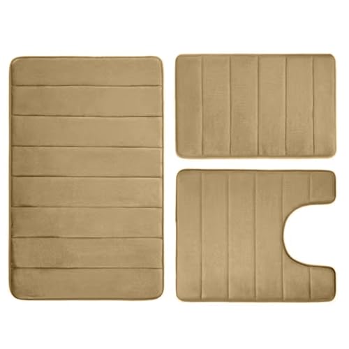 GMBYLBY Flanell-Badezimmerteppich-Set, rutschfest, weich, saugfähig, waschbar, für Dusche, Zuhause, Fitnessstudio und Salon GMBYLBY Flanell-Badezimmerteppich-Set, rutschfest, weich, saugfähig, waschbar, für Dusche, Zuhause, Fitnessstudio und Salon von GMBYLBY