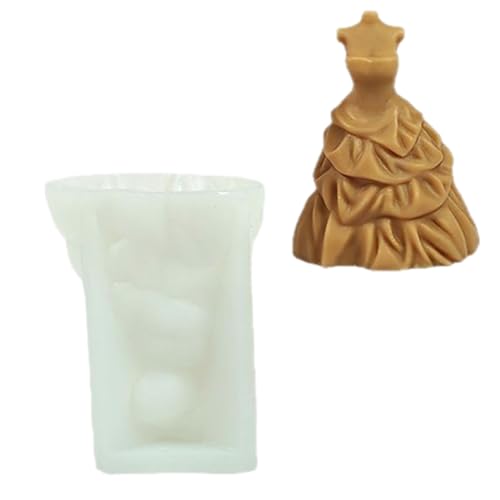 GMBYLBY Hochzeitskleid Silikonformen Abendkleid Kerze Für Epoxidharz Kerzenseife Schokoladen Silikonform von GMBYLBY