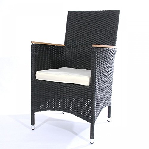 GMD GmbH MP Home & Garden® Polyrattan Sessel 'South, schwarz, mit Holzarmlehne von GMD GmbH