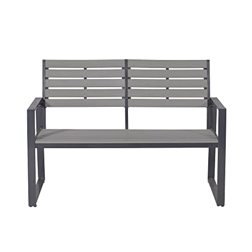 GMD Living Aluminium Gartenbank Detroit, Parkbank, Sitzbank mit Armlehnen und Rückenlehne, 122 cm in grau von GMD Living