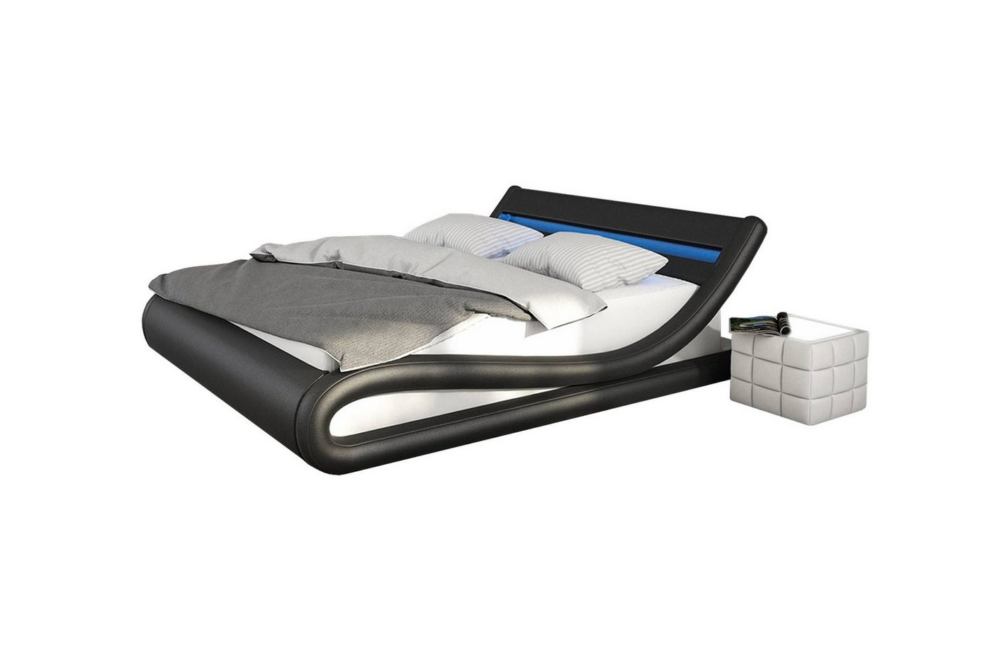 GMD Living Bett STETTIN (1-tlg), Polsterbett mit LED, Liegefläche: 140 x 200 cm von GMD Living