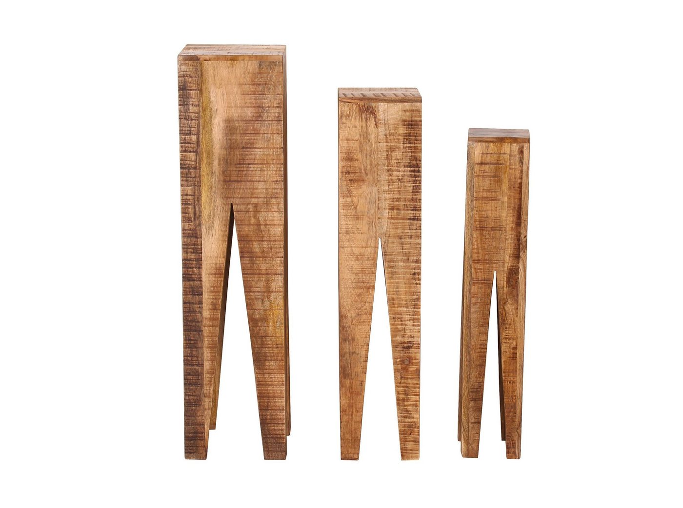 GMD Living Blumenhocker BHOPAL (3er Set, 3 St), Blumensäulen aus massivem Mangoholz, T25 x B25 x H100 cm von GMD Living