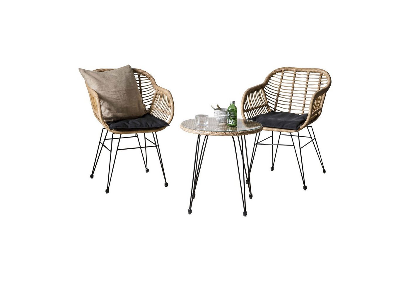 GMD Living Gartenlounge-Set NEUBRUNN, (Garten-Sitzgruppe, 3-tlg., bestehend aus 2 Stühle & Beistelltisch), In- und Outdoor geeignet von GMD Living