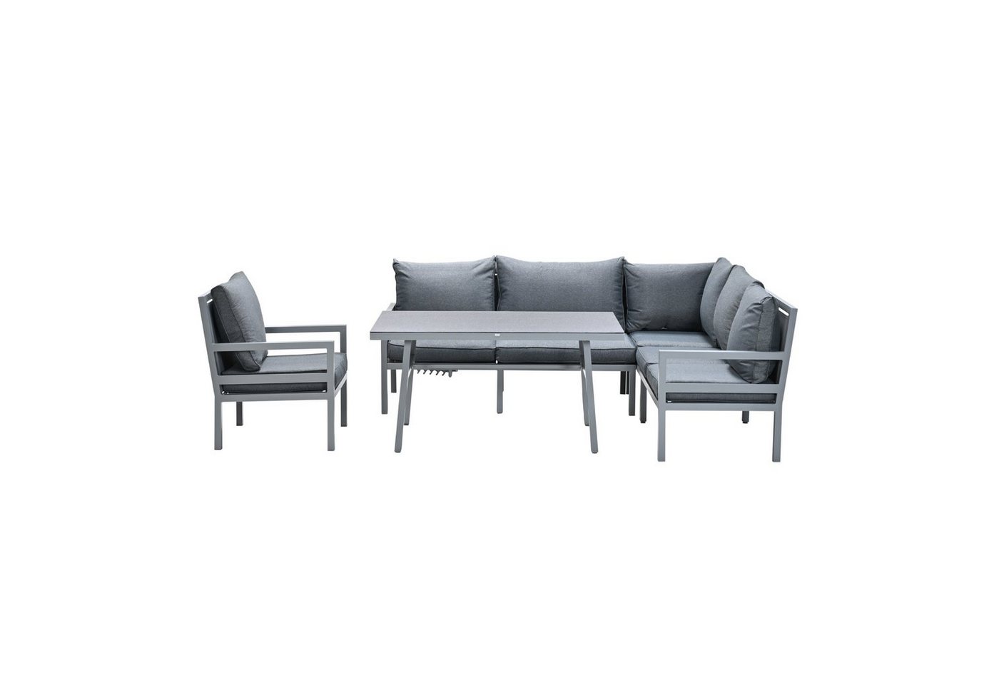 GMD Living Gartenlounge-Set PADUA, (Gartensitzgruppe / Gartenloungegruppe / Gartenessgruppe, 4-tlg., bestehend aus Eckbank, Tisch und Sessel), Eckbank mit integrierter Liegefunktion von GMD Living