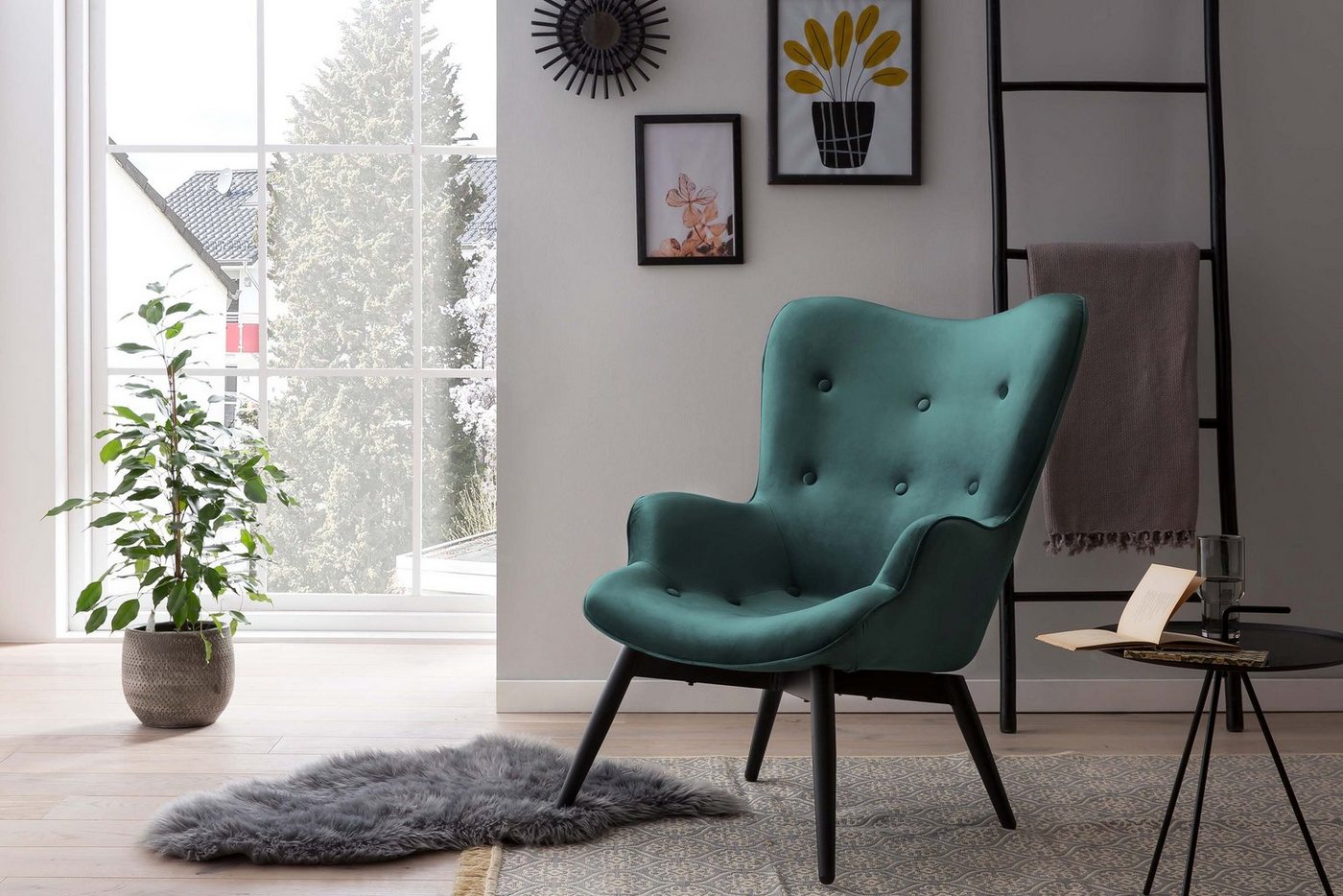 GMD Living Sessel HELSINKI (1-St), skandinavischer Polstersessel aus Samtstoff von GMD Living