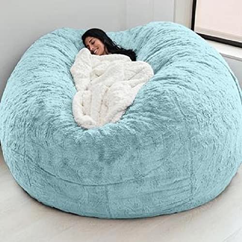 GMDNS Big Bean Bag Sofa Puff No Filler Bodensitz Futon Lazy Sofa Bed Couch Tatami Bequemer Lounge Chair,Himmelblau von GMDNS