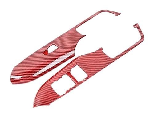 Autofensterschalter Für Mustang 2015-2023 Auto-Innentürgriff Autotürgriffverkleidung Fensterheberschalter Knopfrahmenverkleidung(Red Carbon Fiber Pattern) von GMEVEMKFKG