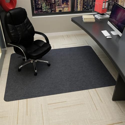 Bodenschutzmatte BüRostuhl 1 x rutschfeste Bürostuhl-Schreibtischunterlage, Holzboden-Teppichbezug, Selbstklebender Polyester-Rollstuhl-Teppich for Zuhause und Büro(Dark Grey,90x140cm) von GMGQJST