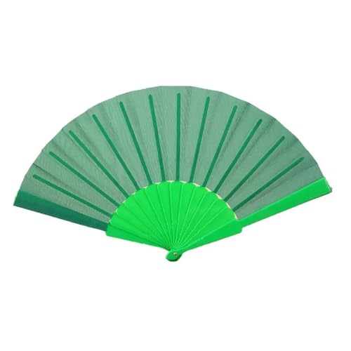 FäCher Festival Tragbarer Faltfächer, schlichter Handfächer aus Kunststoff, eleganter Stoff-Handfächer for Hochzeiten, Reisen, Partys, Tanzen, Cosplay(Green) von GMGQJST